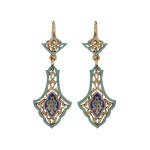 Enamel earrings, early 20th century