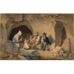 Giuseppe Moricci ( Firenze 1806 - Firenze 1879 ), Scene with lunch in the countryside, 1872