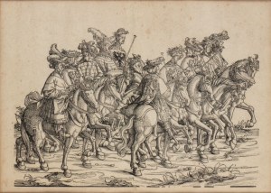 Hans Burgkmair il Vecchio ( 1473 - 1531 ), Knights with feathered hats