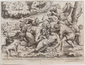 Nicolas Beatrizet (attribuito a) ( c. 1507 - 1573 ), Death of Meleager, after Francesco Salviati