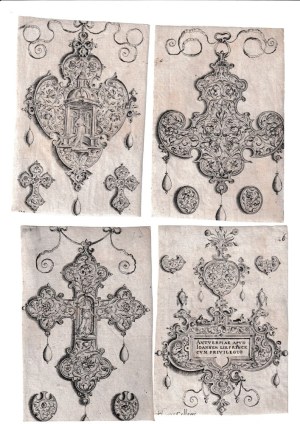 Jan Collaert I ( 1525 ca. - 1580 ), Pendants with deities in niches and floral arabesques