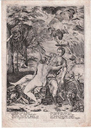 Jan Collaert II ( 1561 ca. - 1620 ca. ), Venus and Adonis, after Titian