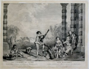 Pierre Alexandre Aveline ( 1702 - 1760 ), Les Charmes de la Vie, after Antoine Watteau