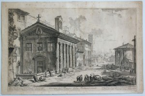 Giovanni Battista Piranesi ( Mogliano Veneto 1720 - Venezia 1778 ), Veduta del Tempio della Fortuna virile