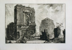 Giovanni Battista Piranesi ( Mogliano Veneto 1720 - Venezia 1778 ), Veduta del Sepolcro di Pisone Liciniano su l'antica via Appia