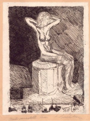 LUIGI BARTOLINI ( Cupramontana 1892 - Roma 1963 ), Modella con le viole ai piedi, 1936