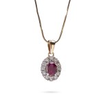 Pendant with ruby and diamonds early 21st century.