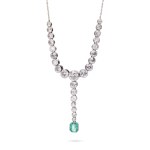 Necklace with diamonds and emerald 1930s.