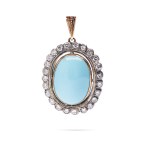 Pendant with turquoise and diamonds 2nd half of 20th century.
