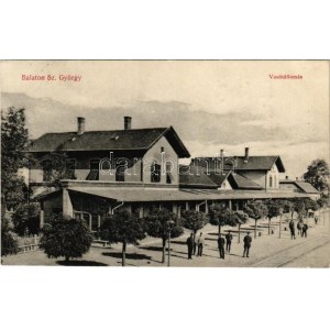 1912 Balatonszentgyörgy, Balaton-Szt.-György; vasútállomás. Neumark Adolf kiadása
