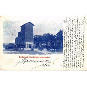 1910 Budapest, Budapesti tűzoltóság mászóháza, tűzoltók (ragasztónyom / glue marks)
