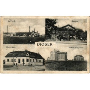 1927 Diószeg, Magyardiószeg, Madarsky Diosek, Dioseg, Sládkovicovo; Cukrovár, Stanica, Obecny dom, Maria Umely Mlin ...