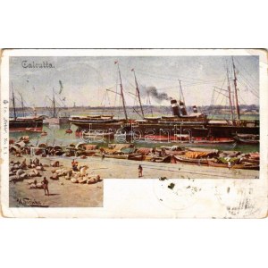 1899 Calcutta, Kolkata; steamship, port. Orbis No. I. 1. s: Waschke (worn corners)