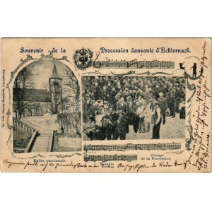 1899 Echternach, Procession dansante, Eglise paroissiale, Groupe de la Procession. Charles Bernhoeft / procession...