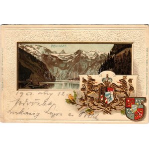 1903 Königssee, Königsee. Passepartoutkarte Art Nouveau, floral, Emb. litho with coat of arms (r)