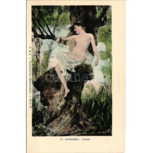 Irrlicht / Erotic nude lady art postcard. L. &amp; P. Handcolorirte Künstlerkarte Serie K. s: W...