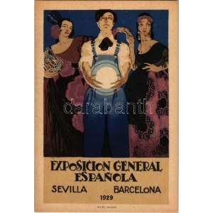 Exposición General Espanola. Sevilla 1928 - Barcelona 1929 / Spanish International Exhibition advertising art postcard...