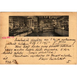 1936 Szombathely, Fangler János fűszer és csemegekereskedése, reklám képeslap, Szentháromság tér 13...