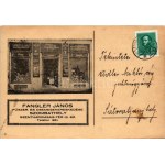 1936 Szombathely, Fangler János fűszer és csemegekereskedése, reklám képeslap, Szentháromság tér 13...