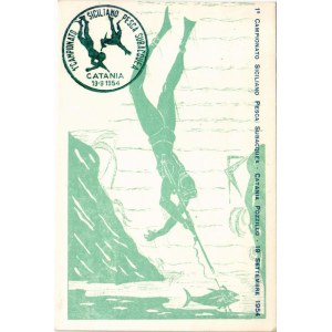 1954 Catania, 1. Campionato Siciliano Pesca Subacquea / 1st Sicilian Spearfishing Championship + So. Stpl. (EK...