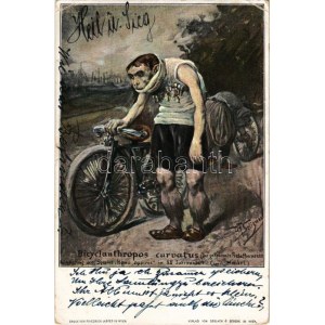 1898 Bicyclanthropos curvatus / Bicycle humour art postcard. Druck von Friedrich Jasper, Verlag von Gerlach &amp...
