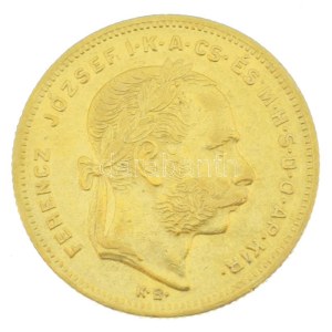 1875KB 8Ft/20Fr Au Ferenc József kapszulában (6,45g/0.900) T:AU,XF / Hungary 1875KB 8 Forint / 20 Francs Au ...