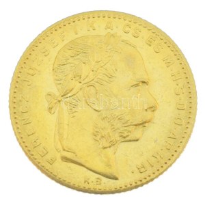1881KB 8Ft/20Fr Au Ferenc József kapszulában (6,48g/0.900) T:AU / Hungary 1881KB 8 Forint / 20 Francs Au ...