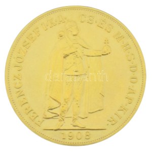 1908KB 100K Au Ferenc József Körmöcbánya kapszulában (34,07g/0.900) T:UNC,AU Hungary 1908KB 100 Korona Au ...