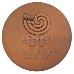 Dél-Korea 1988. Olimpiai Bronzérem peremén a sportág Fencing Men Foil Team (Férfi Tőrvívó Csapat) megjelölésével...