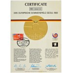 Dél-Korea 1988. Olimpiai Bronzérem peremén a sportág Fencing Men Foil Team (Férfi Tőrvívó Csapat) megjelölésével...
