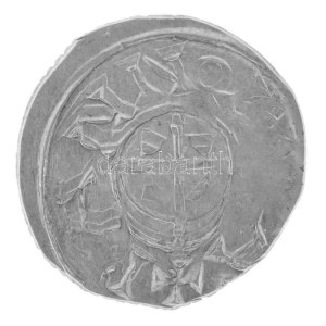 1038-1041, 1044-1046. Denár Ag Orseolo Péter hátoldalon veretkettőződés (0,63g) T:AU patina Hungary 1038-1041, 1044...
