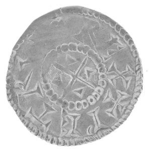 1038-1041, 1044-1046. Denár Ag Orseolo Péter hátoldalon veretkettőződés (0,63g) T:AU patina Hungary 1038-1041, 1044...