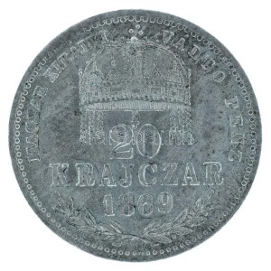 1869GYF 20kr Ag Magyar Királyi Váltó Pénz kapszulában T:AU patina Hungary 1869GYF 20 Krajczár Ag ...