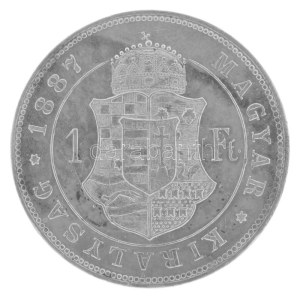 1887KB 1Ft Ag Ferenc József / Barokk címer Körmöcbánya kapszulában T:AU kis patina Hungary 1887KB 1 Forint Ag ...