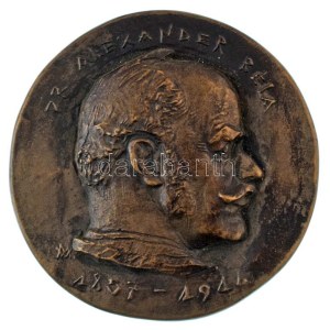 Madarassy Walter (1909-1994) 1966. Dr. Alexander Béla 1857-1916 öntött bronz kétoldalas emlékérem. (94mm) T...