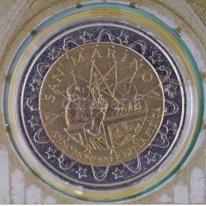 San Marino 2015. 2E Galileo Galilei karton dísztokban T:UNC San Marino 2015. 2 Euro Galileo Galilei...