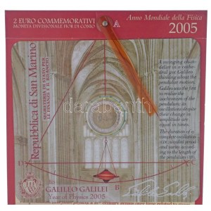 San Marino 2015. 2E Galileo Galilei karton dísztokban T:UNC San Marino 2015. 2 Euro Galileo Galilei...