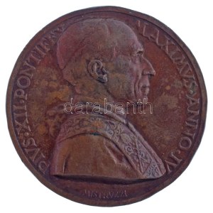 Vatikán 1942. XII. Pius pápa kétoldalas bronz emlékérem. Szign.: Aurelio Mistruzzi. ...
