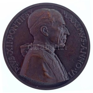 Vatikán 1944. XII. Pius pápa kétoldalas bronz emlékérem. Szign.: Aurelio Mistruzzi. ...