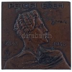 1946. "Petőfi Érem / A sportoló nemzetét szolgálja" kétoldalas bronz díjplakett, hátoldalán Budapest címerével. Szign....