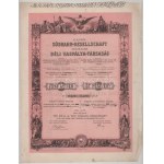 Osztrák-Magyar Monarchia / Bécs 1883. "Cs. Kir. Szab. Déli Vaspálya-Társaság" 5 részvénye 500Fr/200Ft/20Ł értékben...