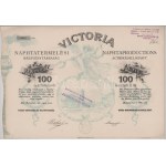 Budapest 1896. "Victoria Naphtatermelési Részvénytársaság" részvénye 100Ft-ról, szárazpecséttel, bélyegzésekkel közte ...