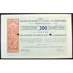 1913. Pernek "Klima-féle Bánya-Kohóművek és Vegyészeti Gyár Részvénytársaság" részvénye 200K-ról, szárazpecséttel...
