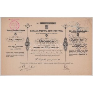 Szerb-Horvát-Szlovén Királyság / Zágráb 1919. Banka za trgovinu, obrt i industriju dionicarsko drustvo u zagrebu ...