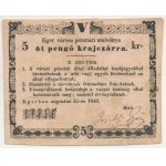 1849. Eger Augusztus 15. 5kr "Eger városa pénztári utalványa" "2230" fekete kézi sorszámmal és aláírással T:F fo...