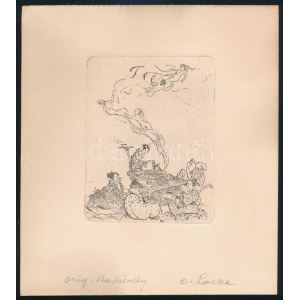 Oskar Laske (1874-1951): Tea (Tee). Rézkarc, papír, jelzett, 10x7,5 cm