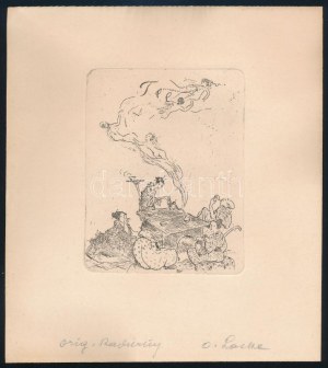 Oskar Laske (1874-1951): Tea (Tee). Rézkarc, papír, jelzett, 10x7,5 cm
