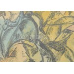 Perlrott-Csaba Vilmos (1880-1955): Három angyal. Színezett litográfia, papír, jelezve jobbra lent...