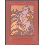 Kádár Béla (1877-1956): Szent György, a sárkányölő. Színes linómetszet, papír. Megjelent 1911-ben, a Művészház ...