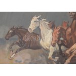 Viski János (1891-1987): Csikós lovakkal. Olaj, vászon, jelezve jobbra lent: Viski J. Dekoratív fakeretben, 60x80 cm. ...
